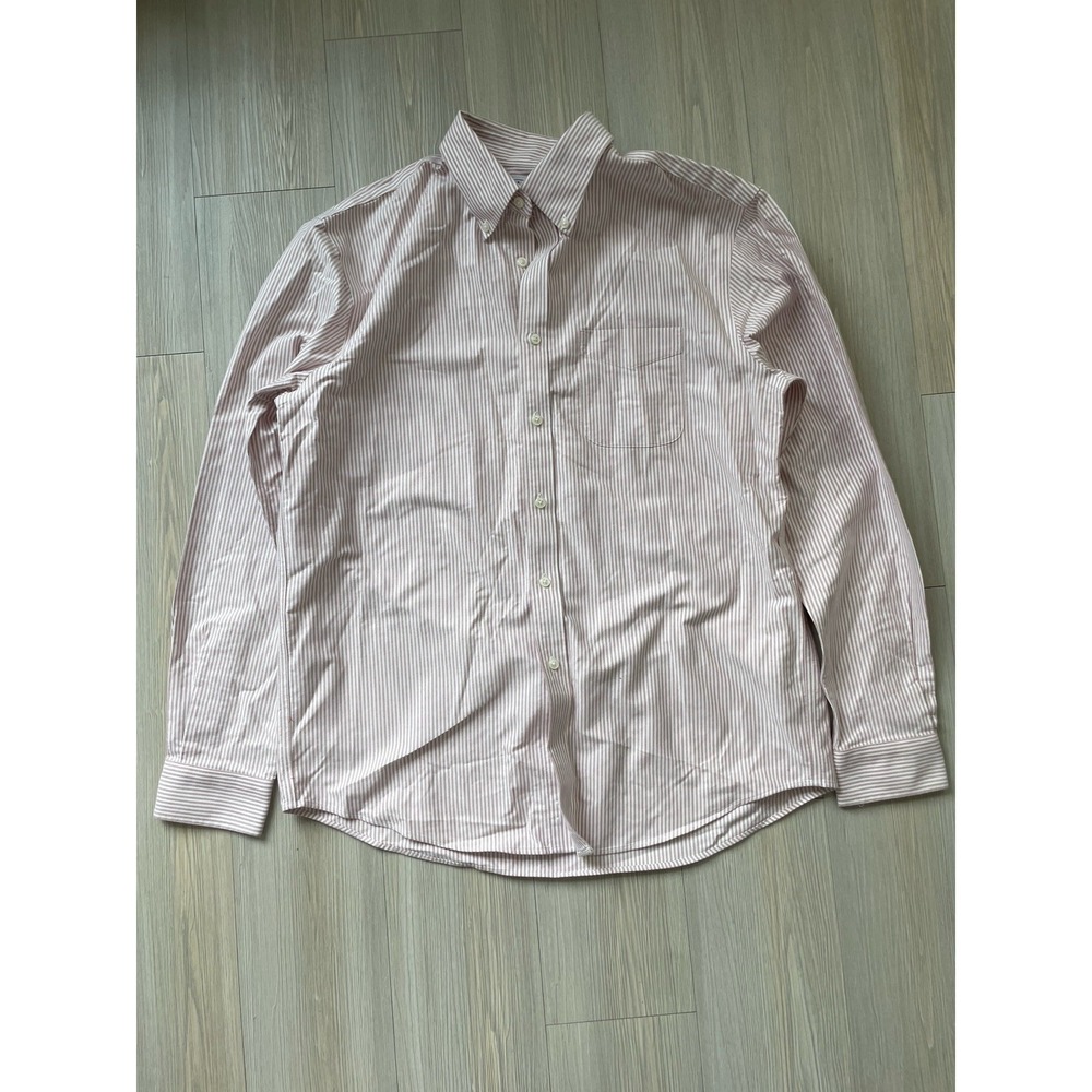 L.L. Bean Men's Slightly Fitted Red Striped Button Down Long Sleeve Size Large